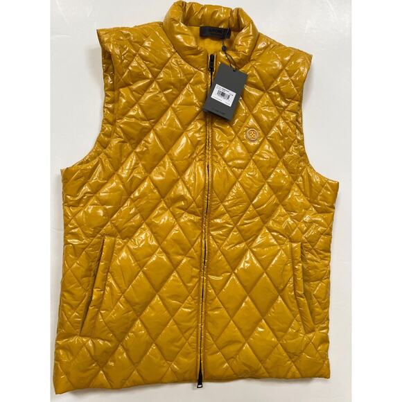 G Fore Puffer Vest Mens Fly Yellow Wool Lined Quilted Nylon Full Zip Size M $475 - Picture 1 of 12